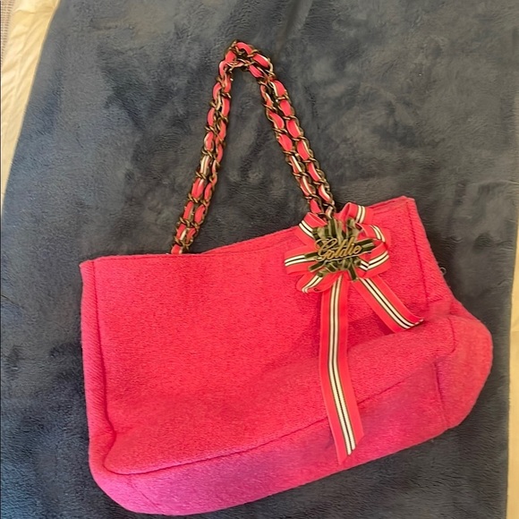 Goldie Pink Shoulder Bag with Chain-Link Handles and Decorative Embellishment - Picture 5 of 12